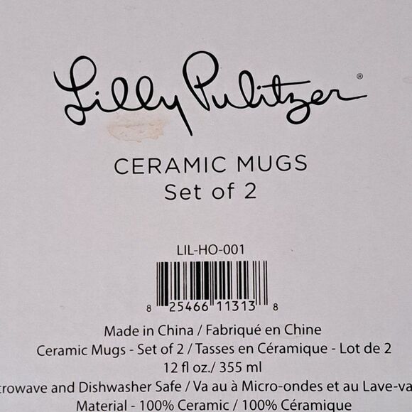 Lilly Pulitzer Floral Gold Blue Multi Ceramic Coffee Mug Cup Dishwasher Safe - Picture 7 of 7